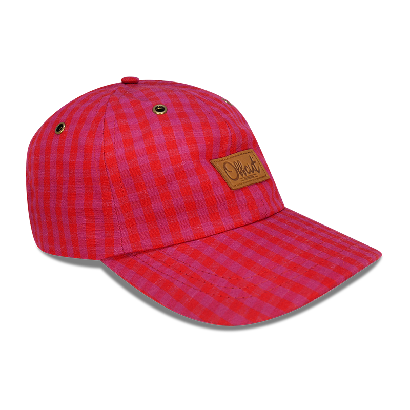 red Gingham - 6 PANEL DAD HAT