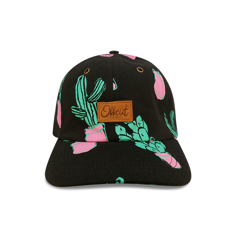 black cactus 6 panel dad hat